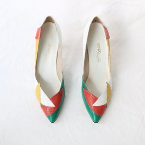 NIB Unique Vintage 80s Colour-Blocked Heels